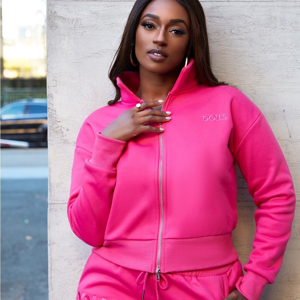 Rebdolls Women's Zip Up Sweatshirt - Fuchsia - 1x